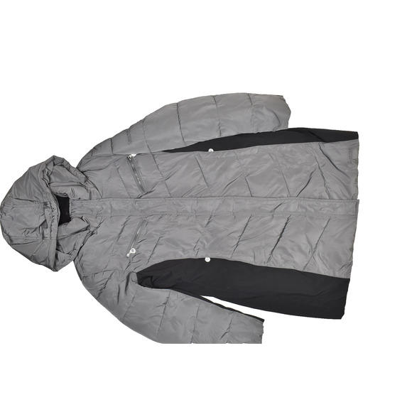 Calvin Klein Performance Men's Puffer Jacket Size L Gray Black Hooded - Picture 1 of 8